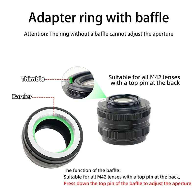 【Exclusive!】M42-EOSM Adapter Ring For M42 42Mm Lens Compatible With For Canon EOS M EF-M M2 M3 M5 M5II M6 M10 M50 M50II M100 Cam