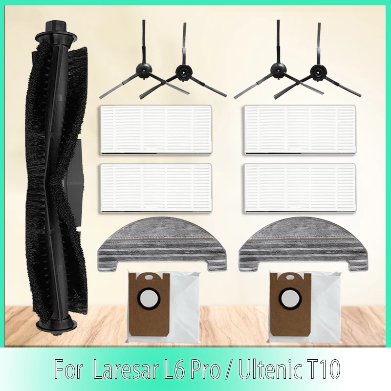 Szczotka boczna głównego wałka filtr HEPA mopy worki do odkurzacza do Laresar L6 Pro do akcesoriów do zamiatania robotów Ultenic T10