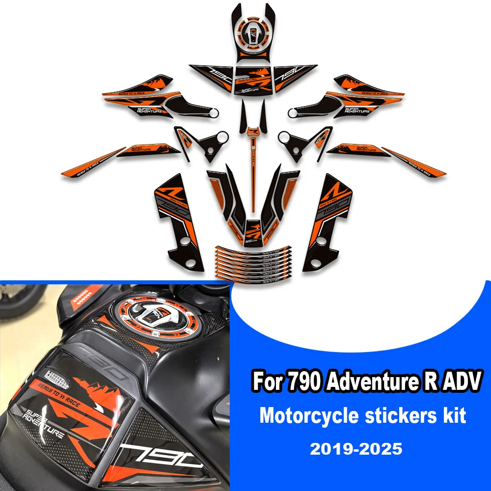 

For 790 Adventure R ADV 2019-2025 Motorcycle Tank pad Grips Protector Stickers Decals luggage Trunk stickers Fender Fairing kit