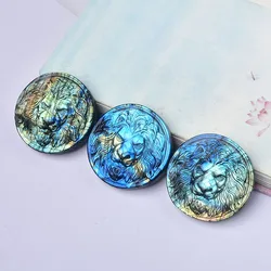 Labradorite Large Lion Head Ornament DIY Pendant Crystals Home Decor Decorations Witchcraft Aquarium Room Crystal Decoration