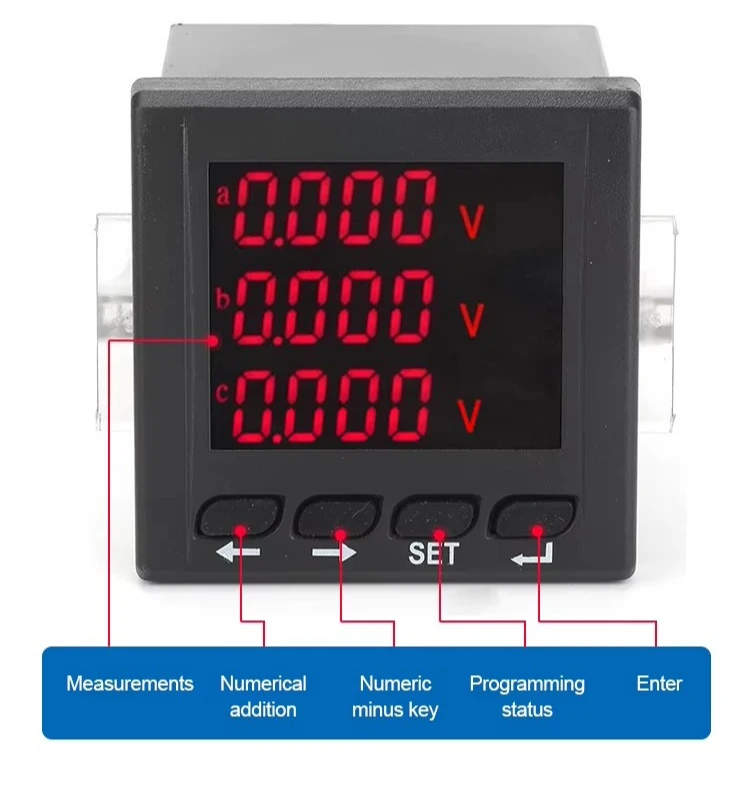 Three-phase AC/DC voltmeter and digital meter 1.0-level accuracy LCD display