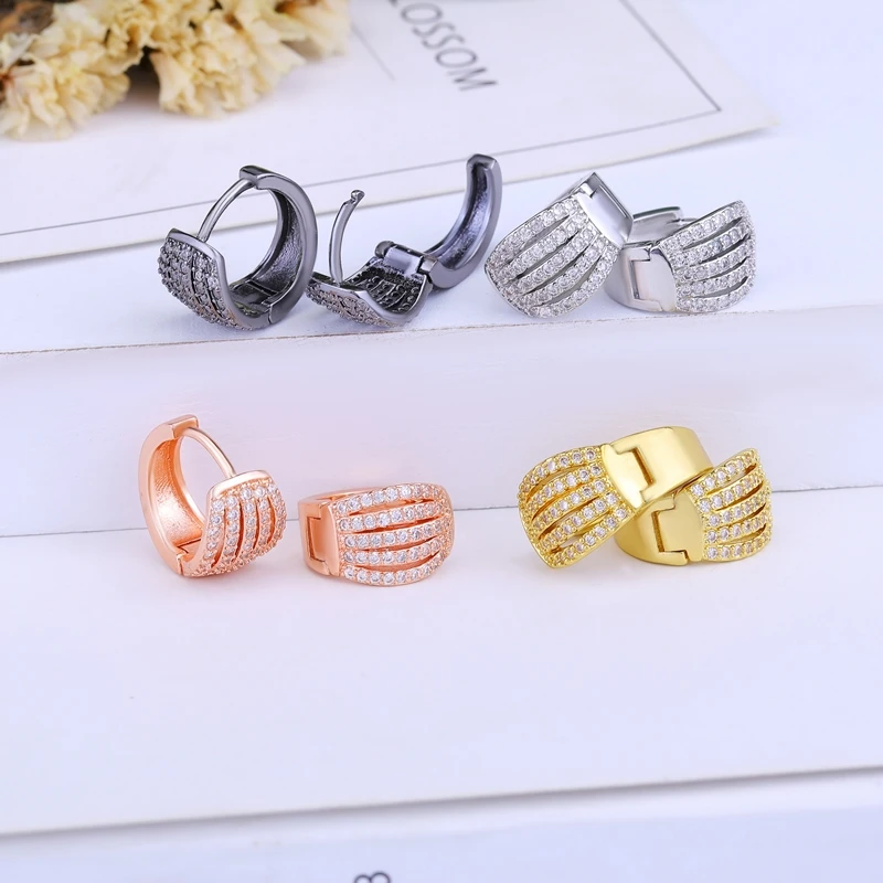 Juya Handgemachte Micro Pflastern Zirkon Gold/Silber Farbe Luxus Hoop Ohrringe Für Frauen Braut Abend Party Schmuck Großhandel – Detail 14