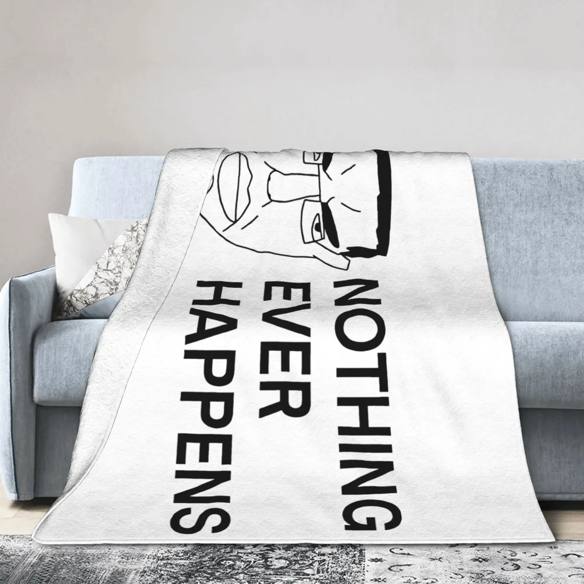 Chudjak Chud Nothing Ever Happens Blankets Meme Plush Funny Warm Throw Blanket for Bedroom Autumn/Winter Outdoor