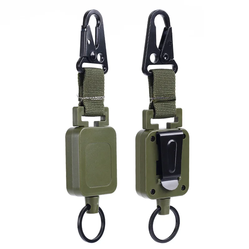 Army Green Retractable Badge Reels Multi-purpose Keys Keychain Working Permit Pass Access ID Card Holder Clips Reels