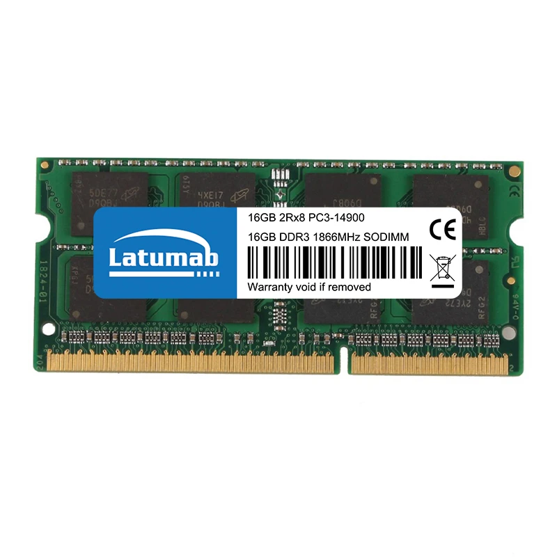 Imagem -04 - Latumab-memória Ram do Portátil Ddr3 Ddr3l 16gb 32gb 1600 1866mhz Pc3l12800 14900 Sodimm 1.5 1.35v Módulo do Caderno