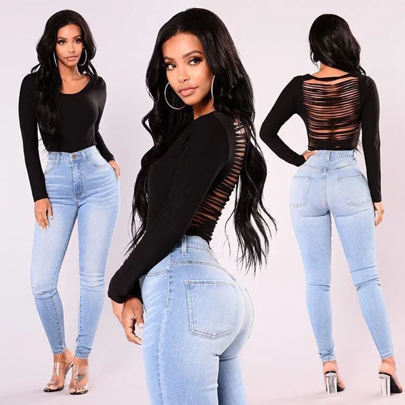 

Denim Pencil Pants Women Streetwear Jeans High Waist Stretch Washed Distressed Pockets Skinny Ankle Length Trousers 2025