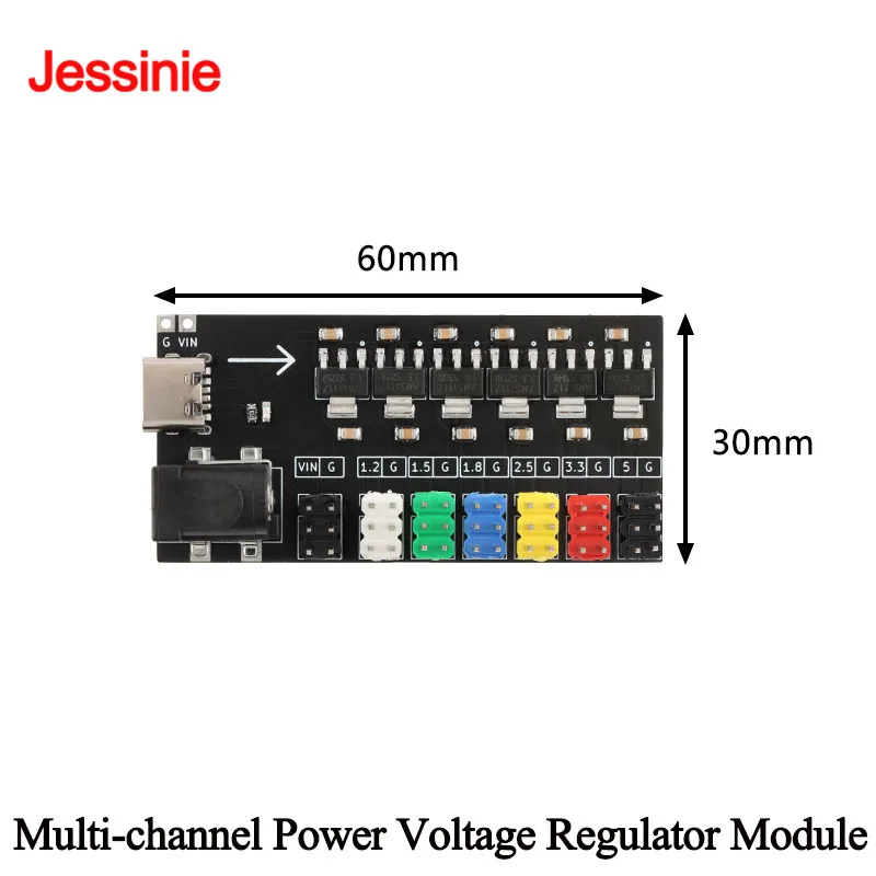 Wielokanałowy moduł zasilania Płytka regulatora napięcia AMS1117-1,2 V/1,5 V/1,8 V/2,5 V/3,3 V/5,0 V 800 mA Gniazdo typu C