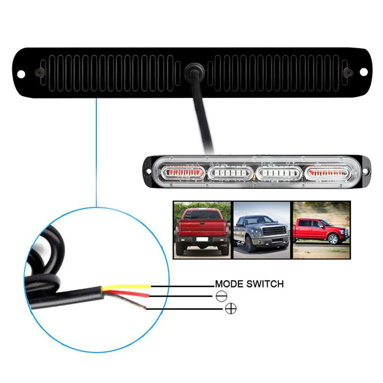 Pack of 2 Car Truck 24 LED Caution Construction Hazard Strobe Flashing Lighting Bar High Performance