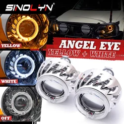 Sinolyn 2.5 Inch 8.0 Bi Xenon Lenses For Headlight H7 H4 LED Angel Eyes Turn Signal Lamp Auto Projector Car Lights Car Products