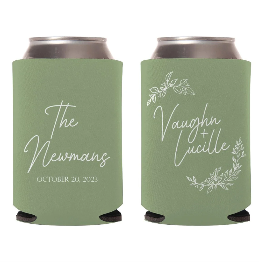 Personalized Wedding Favors, Custom Wedding Favors, Can Coolers, Can Coolies, Beer Huggers, Beer Insulators, Stubby Holder for W