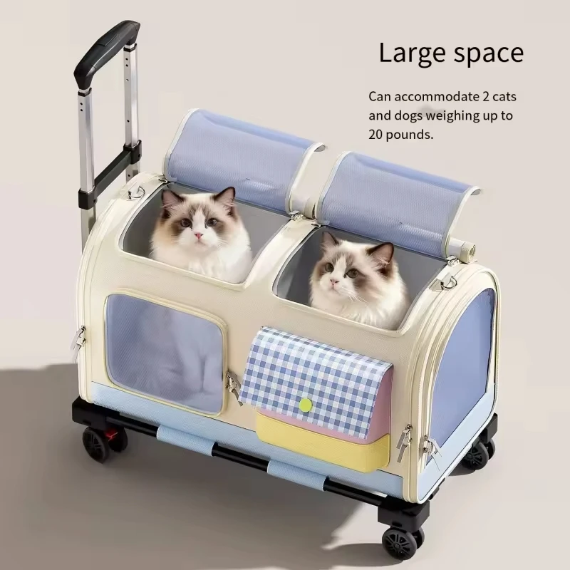 1pcs Pet Trolley Case Pet Bag Going Out Portable Cat and dog Backpack Large Capacity Suitcase Crossbody Bag