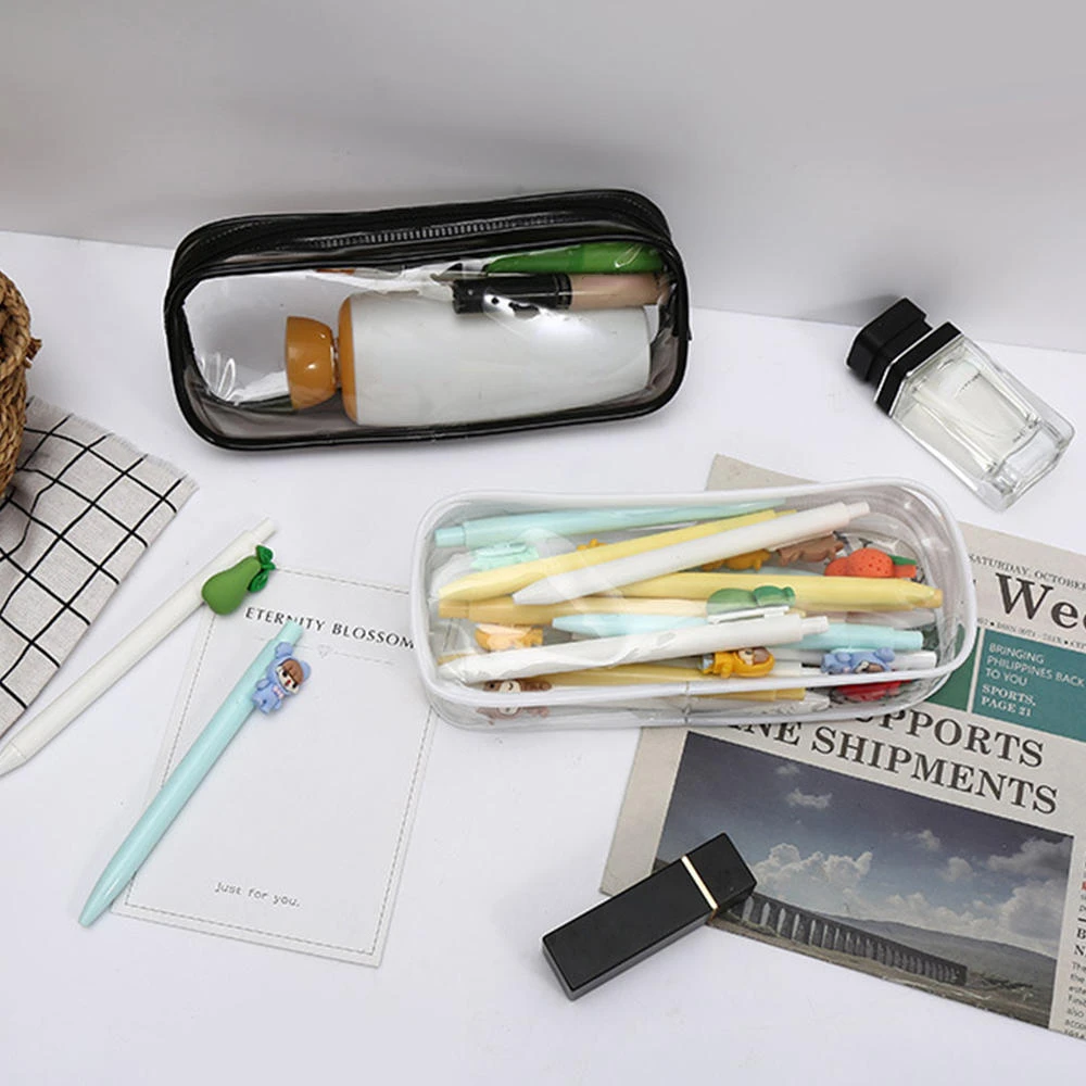 2021 new large-capacity zipper transparent pencil case school pencil case office school stationery storage box