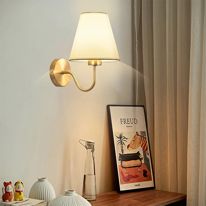 北欧-led-ウォールランプ創造性鉄レトロデコ-e27-電球屋内装飾ルームランプホテル廊下寝室ファブリックウォールライト