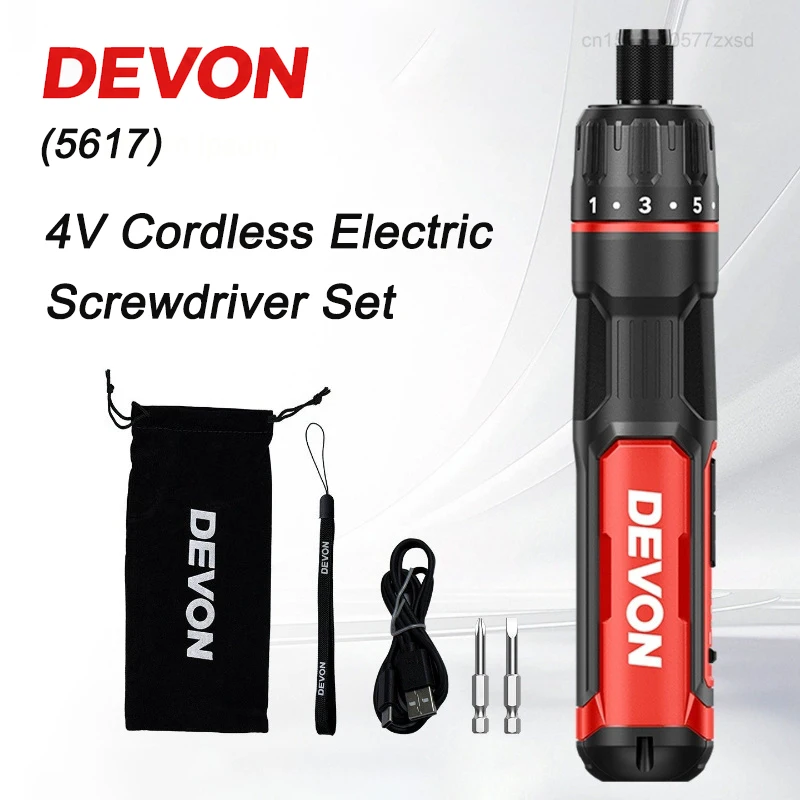 DEVON 4V Cordless Electric Screwdriver 5N.m Torque 1/4