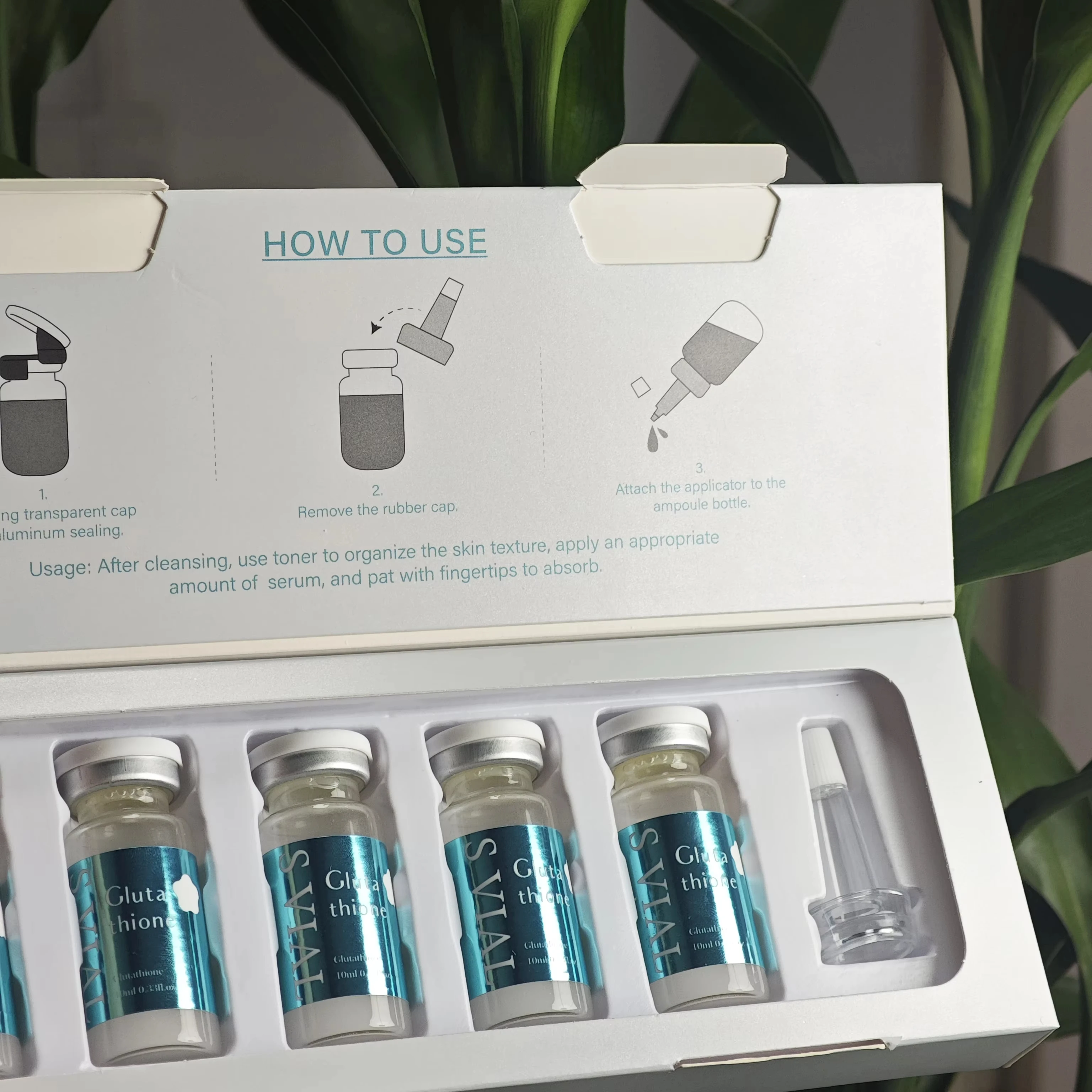 

4ml x 5 Vials/Box Glutathione Brightening Ampoules Moisturizing Anti-Aging Face Lifting Skin Rejuvenating Serum