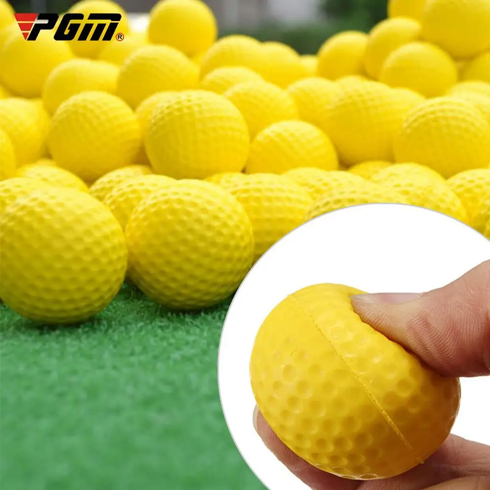 10 buah spons bola Golf busa PU kuning elastis latihan latihan dalam dan luar ruangan