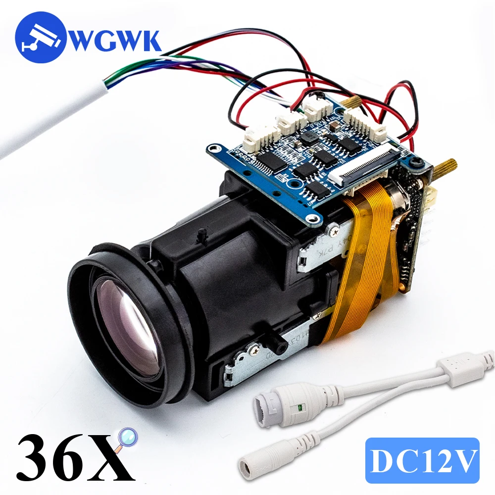 WGWK-AS500J 36X Electronic Zoom Auto Focus CCTV H.265 5MP Camera Module Board With Cable HD Varifocal Lens Sony IMX335 Sensor