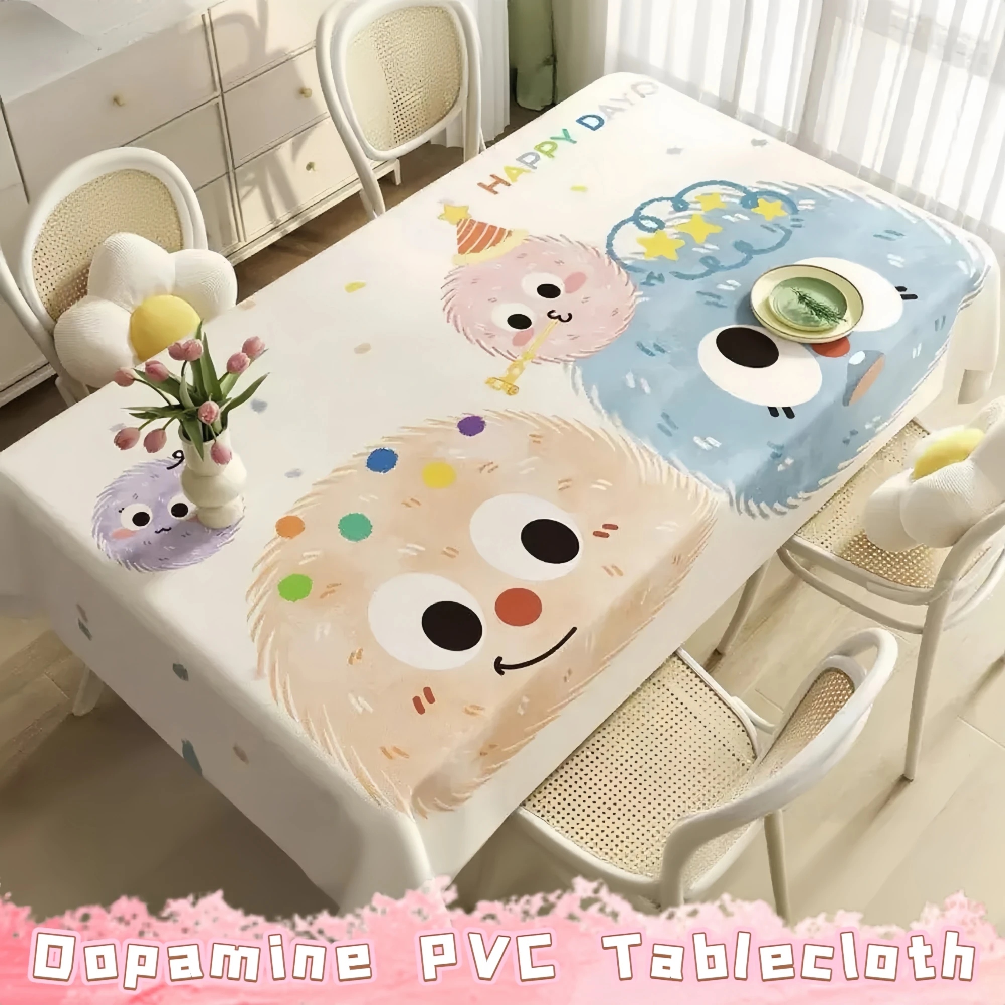 

Luxury Dopamine PVC Tablecloth - Waterproof,Oil-Resistant,Wash-Free, Heat-Insulating,Anti-Scald,Elegant Design for Dining Tables