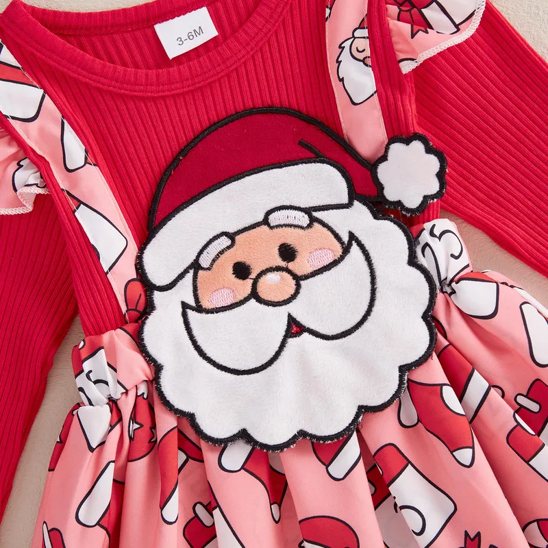 RUEWEY 0 to 18 Months Christmas Baby Girls Bodysuit Long Sleeve Santa/Gingerbread Jumpsuit with Headband Baby Clothing