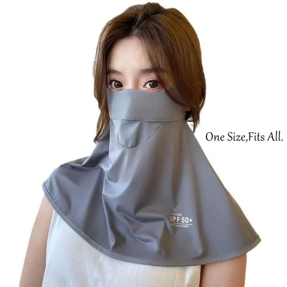 Nylon Face Cover Sun Protection Face Mask Reusable Washable Ice Silk Face Mask Solid Color Breathable Sunscreen Mask