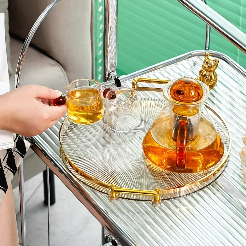 Round Storage Tray Home Living Room Coffee Table Tea Cup Storage Plate Acrylic Tray Aromatherapy Organizer Tray Home Decor
