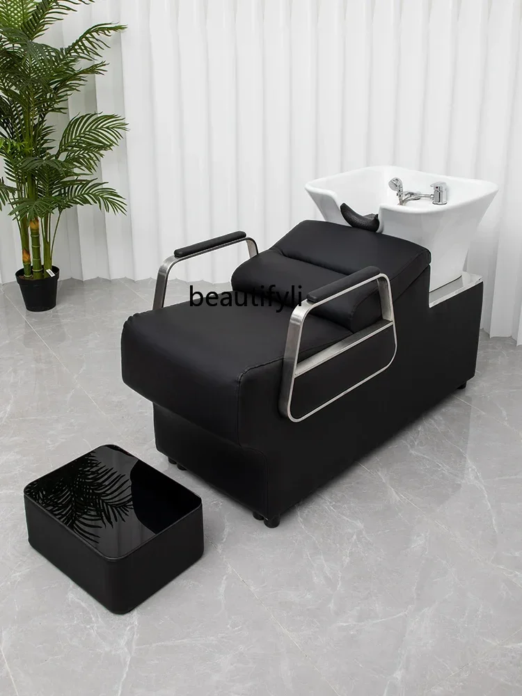 Barber Shop Shampoo Chair Lying Half Hairdressing Shop Ceramic for Hair Salon Hair Salon Flushing Bed