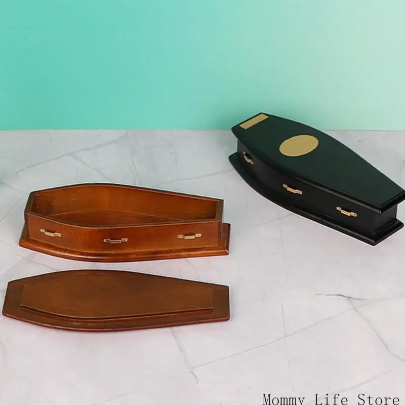 

Miniature Coffin Model Figurine 1/12 Scale Doll House Scene Setting Craft Project Scene Decorative Accessories