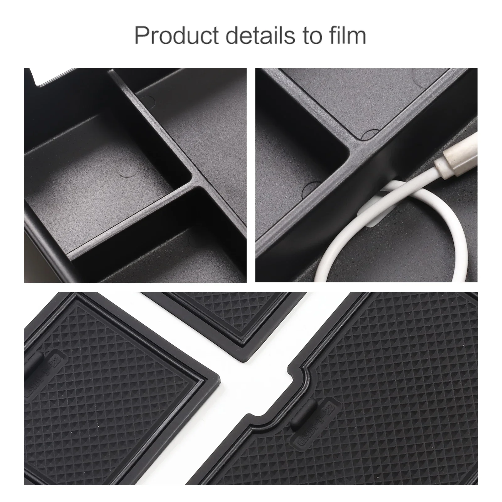 For BYD Atto3 2022-2026 Armrest Storage Box ABS Center Console Tray Organizer Interior Accessories Tidying Black 6