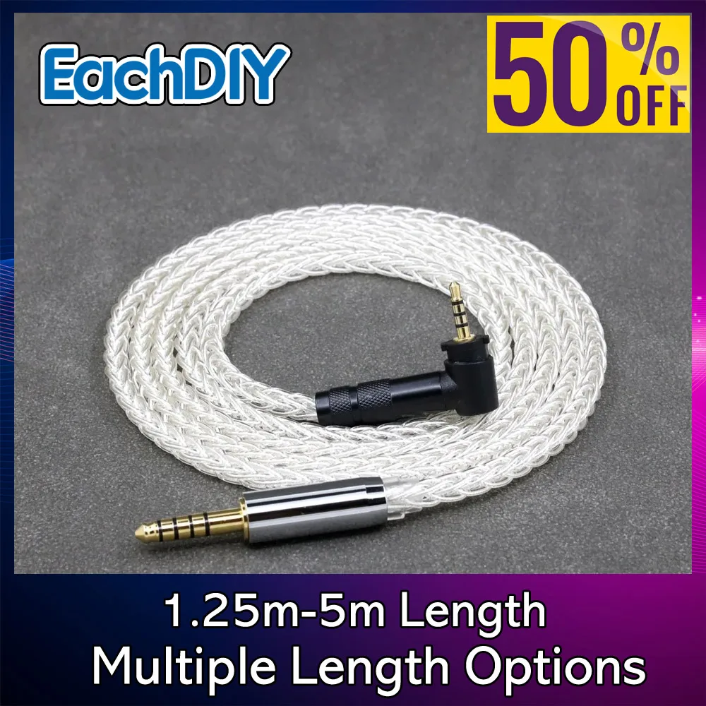 7n Pure 99% Silver 8 Core Palladium Earphone Sleeve Headphone Cable For Fostex T50RP 50TH Anniversary RP Stereo 8498