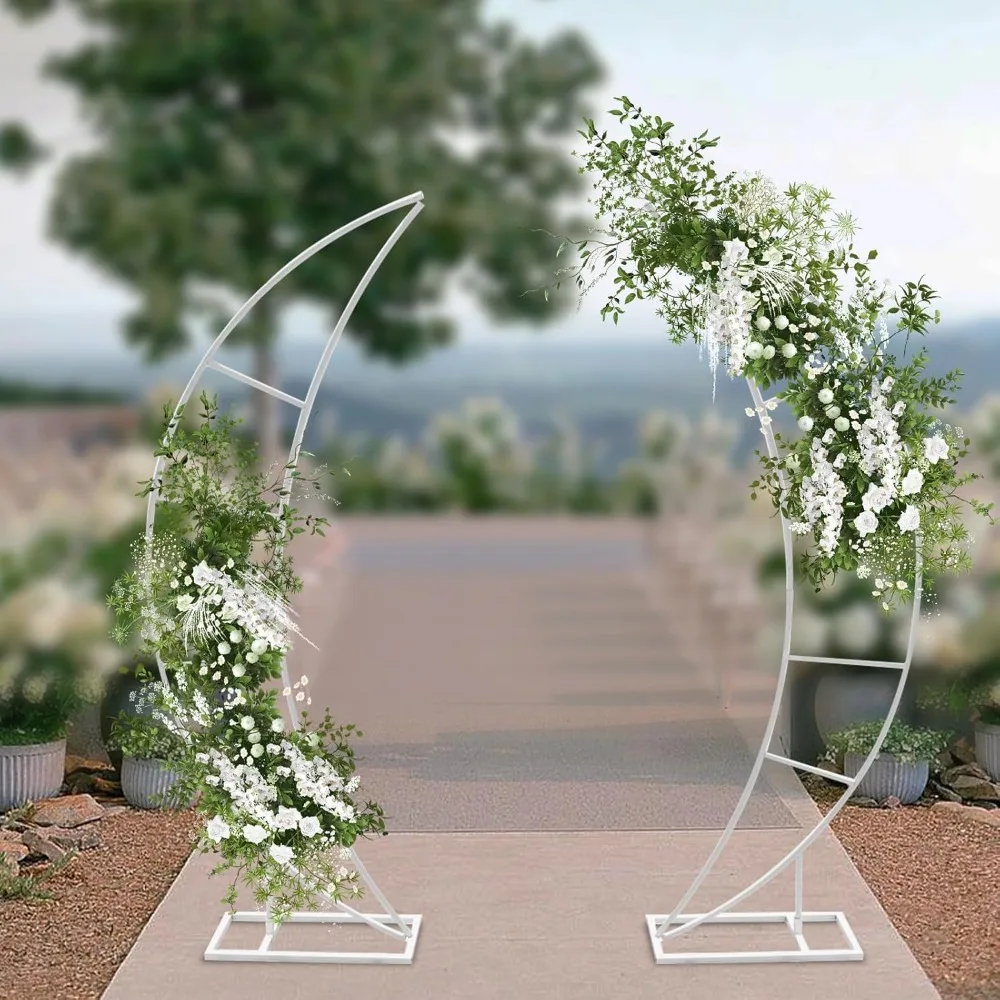 Wedding Moon Archway Backdrop Stand Metal Wedding Background Display Stand 2 Pcs Arch Frame Flowers Greenery Balloon Decoration