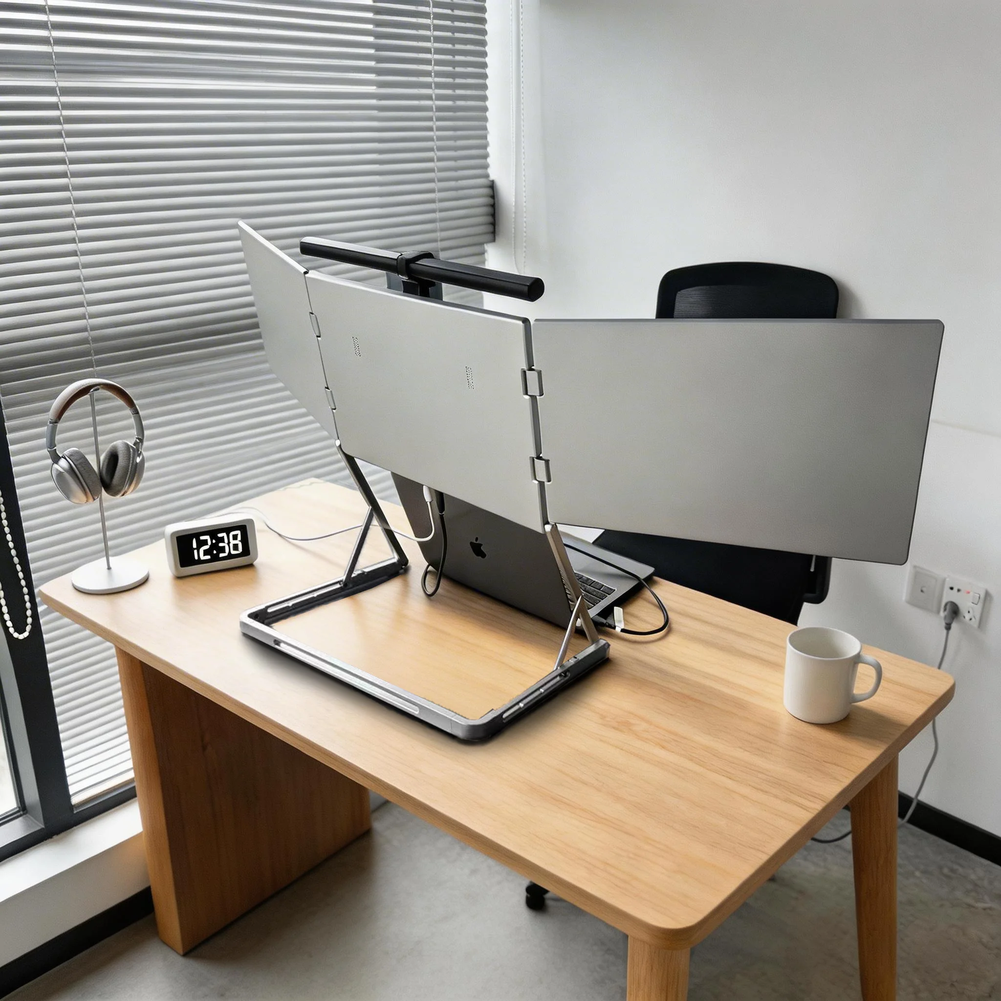 

Монитор TriCreate 15.6 дюймов 1080P FHD USB-C для ноутбука, алюминиевый, дорожный, с интерфейсом Type-C, НОВИНКА 2026 года, тройной IPS-монитор, серебристый