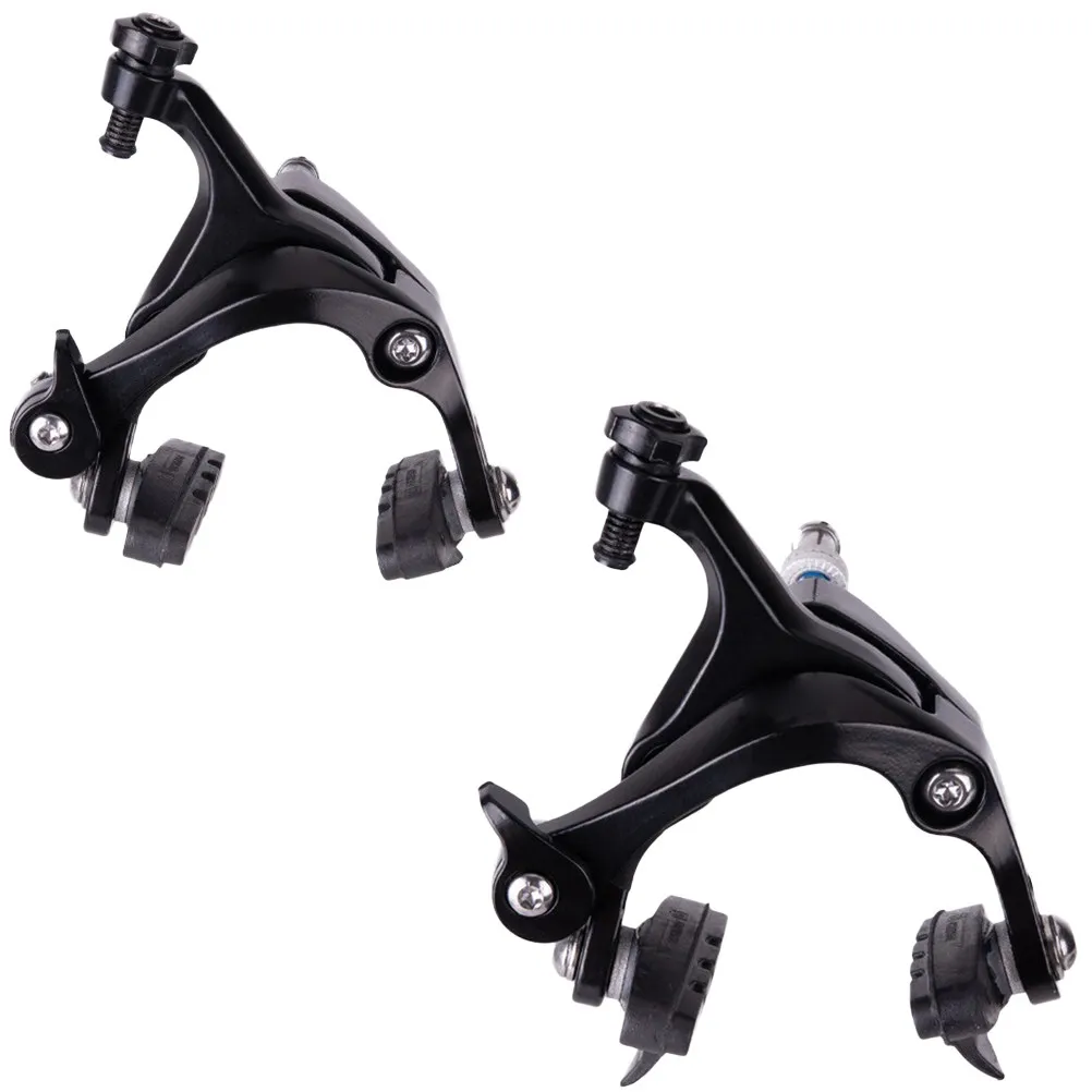 

1Pair Side Pull Brake Caliper Road Bike Dual-Pivot C Brake Shoes Caliper Black High Performance Aluminum Alloy