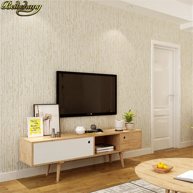 beibehang Simple Diatom mud Stripe Wallpaper for walls 3 d Wall paper roll Cream White Background Wall Tapete papel de parede 3d