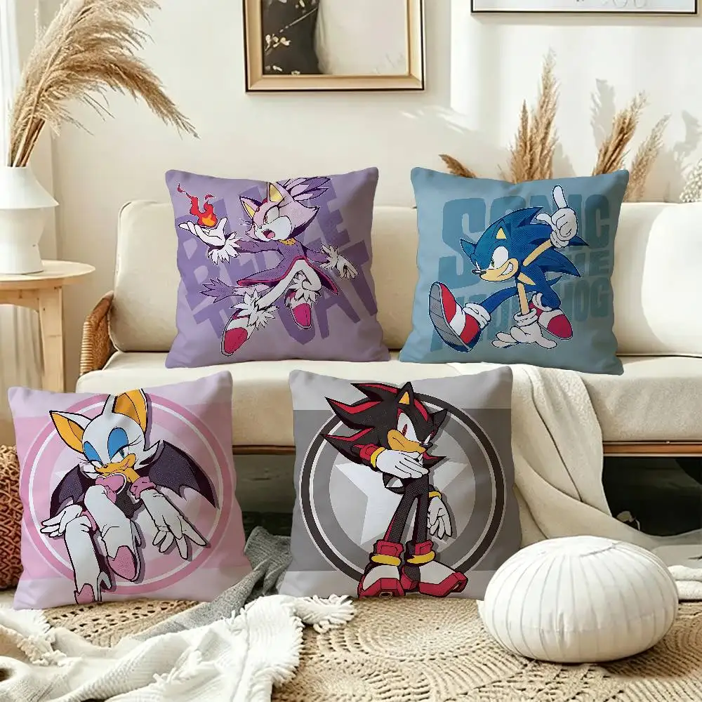 Cartoon S-Sonics Personalized Pillow Cover Kids Bedroom Wild Party Decor Pillowcase kid Birthday shower Gift