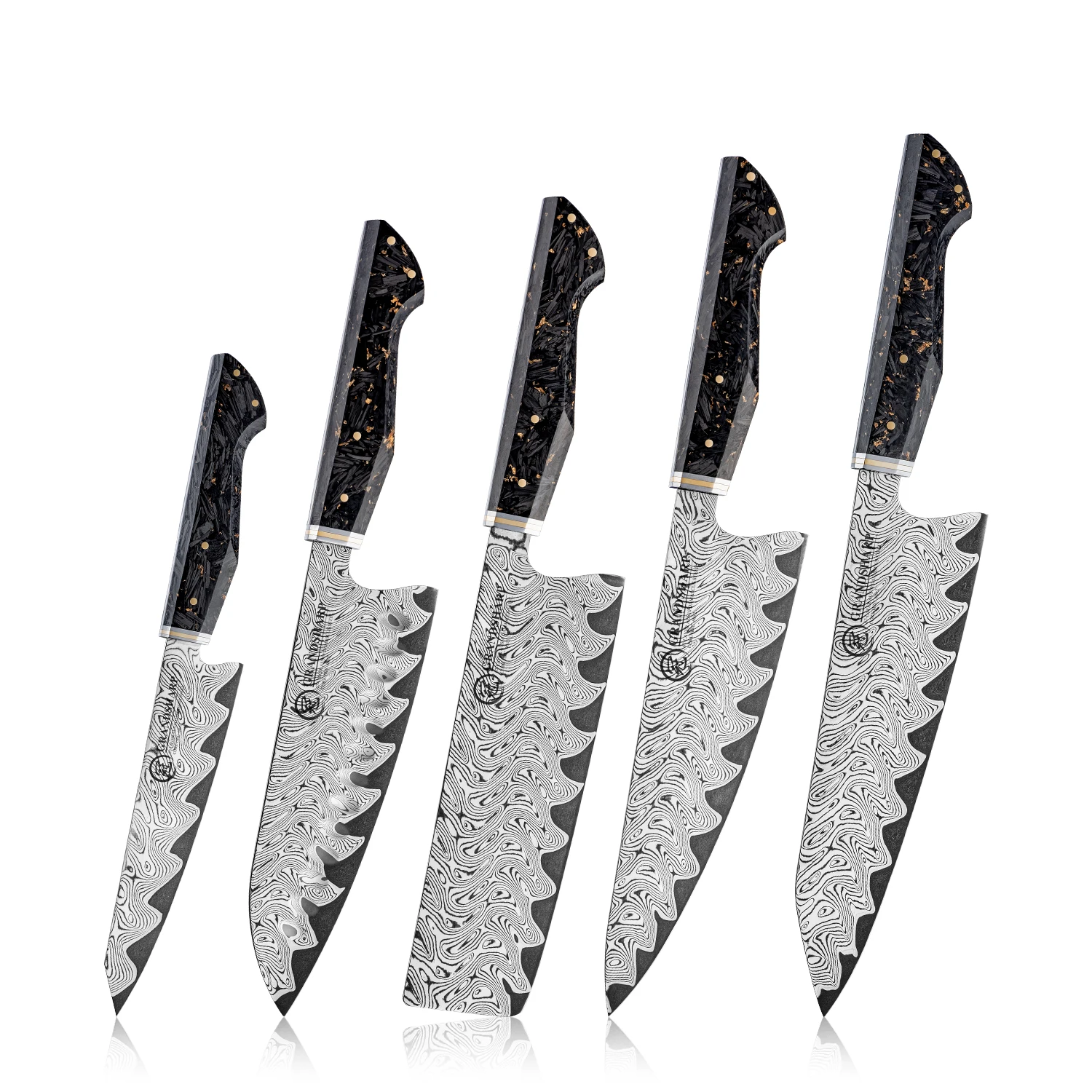 Grandsharp Premium Chef Knives Set 67 Layers Damascus Steel AUS-10 High Carbon 60±2HRC with Carbon Fiber Handle Cutting Tools