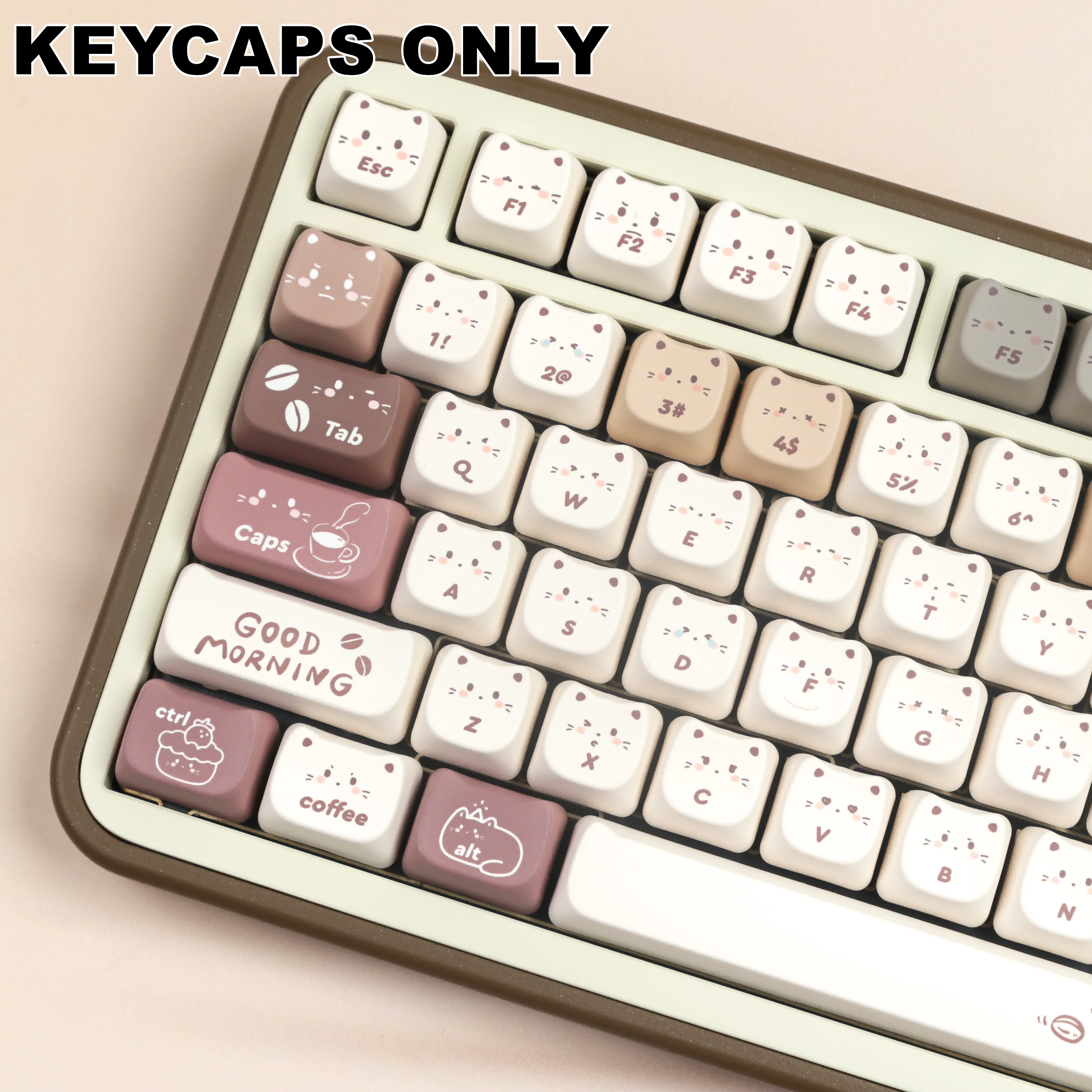 

140 Keys Coffee Kitten PBT Keycaps MAO Profile Dye-Sublimated Keycap Set for Mx Cherry Gateron Switch Mechanical Keyboard Kit