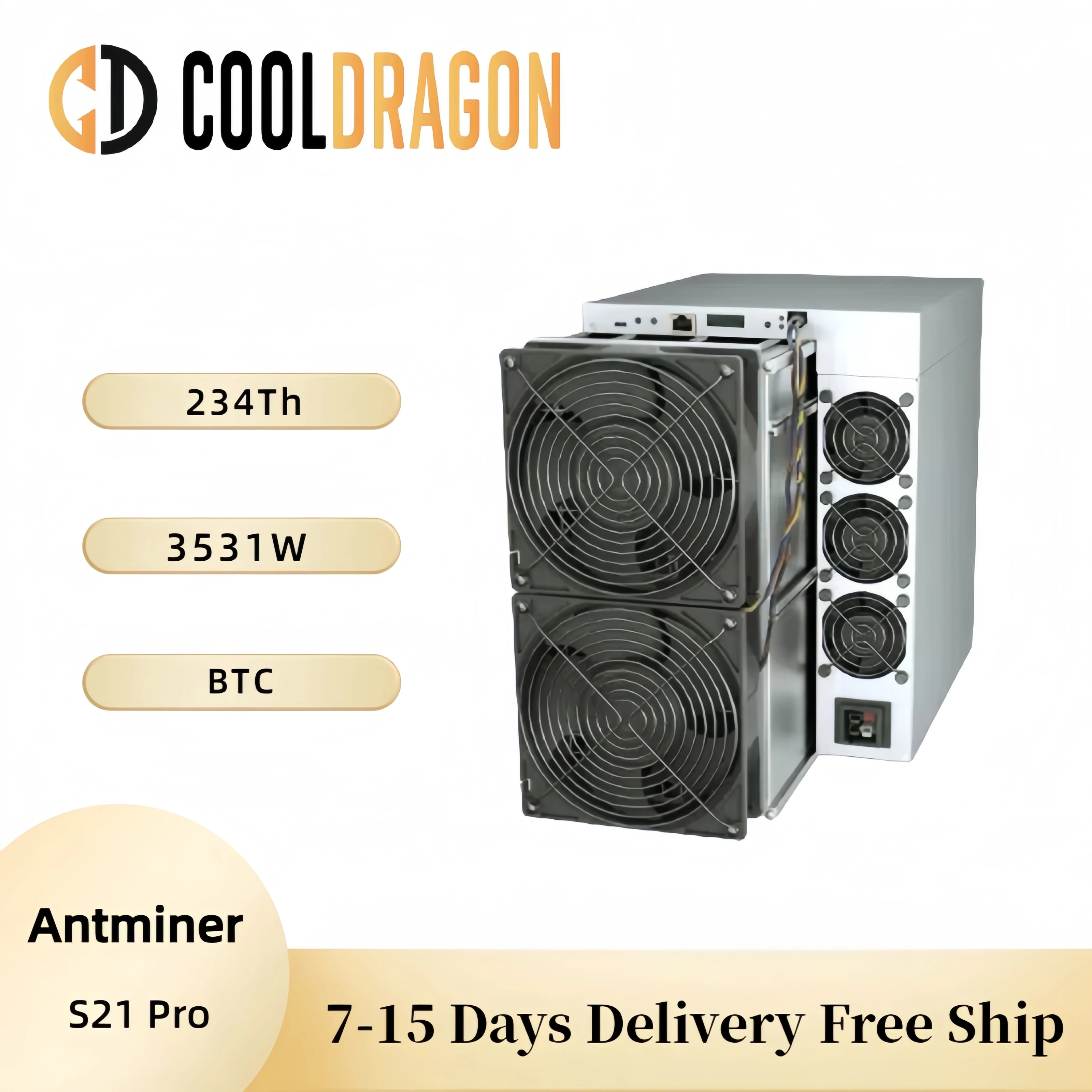 

Antminer S21 Pro 234TH 3510W Bitcoin BTC Miner