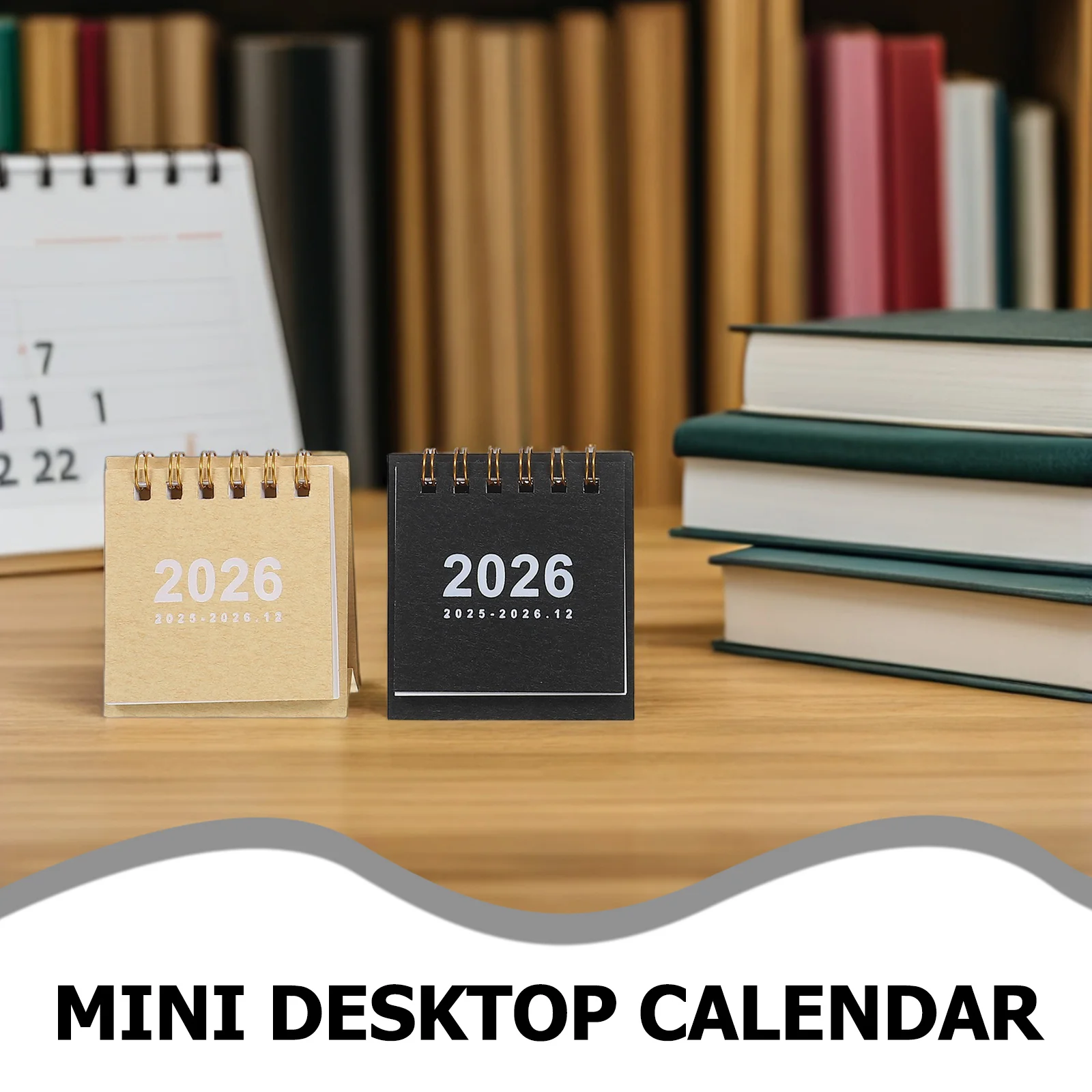 4 個 2025-2026 ミニデスクトップカレンダー厚紙スタンディングフリップデザインコンパクトオフィス教室スケジュール装飾カレンダー