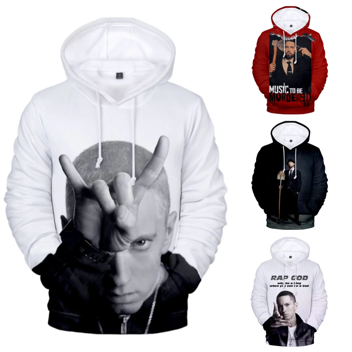 

BC Белый рэп Хип-хоп Император Эминема Американский ретро пуловер с 3D принтом Толстовка Мягкая удобная ветрозащитная уличная повседневная мотопальто