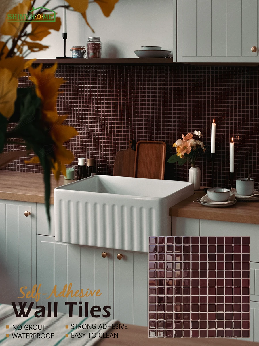 10/30 PC zelfklevende wandtegel keuken backsplash geschikt voor keuken wanddecoratie vierkant 10,5 "x 10,5" 3D mozaïekstijl - afbeelding 2
