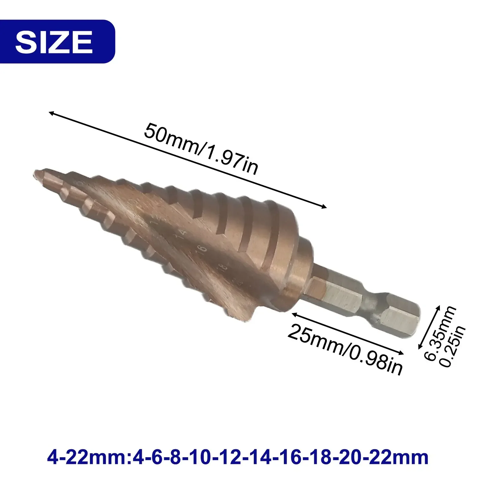 

M35 5% Cobalt Step Drill Bit 3-12 4-22 6-24 HSS- HSS Cone Metal Drill Bit