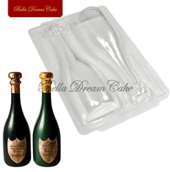 4pcs/set 3D Large Champagne Bottle Breakable Chocolate Mold DIY Smash Wine Bottle Candy Mould PET Cake Decorating Tools Bakeware