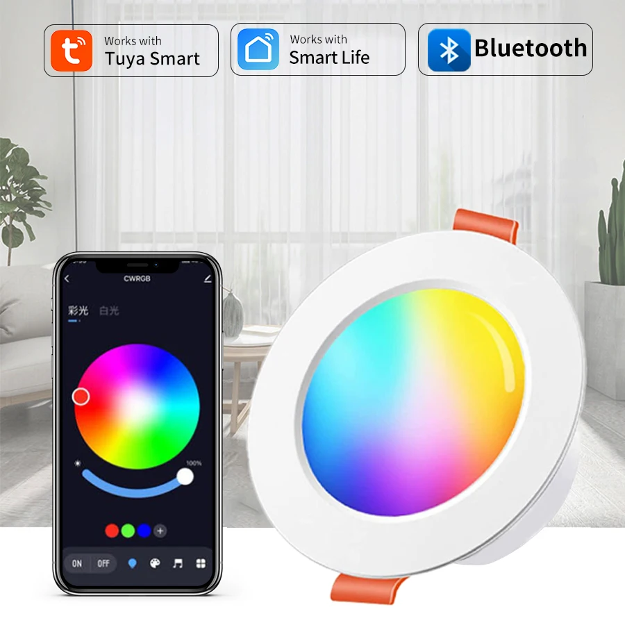 Tuya Smart LED Downlight incasso Bluetooth Down Light dimmerabile colore variabile Spot Lamp 10W 15W Smart Life APP Control