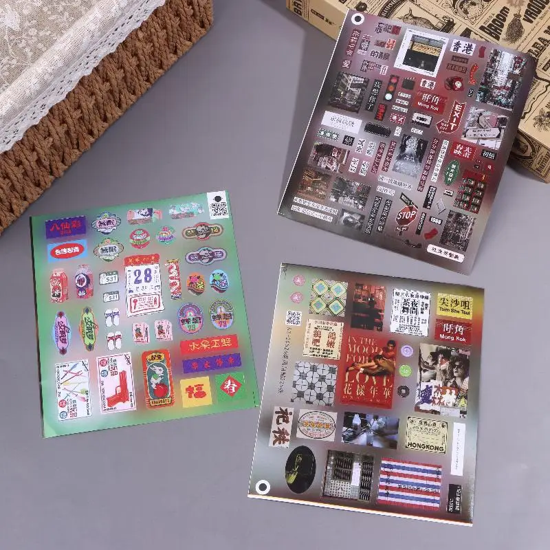 Pegatinas de Alta Calidad Premium de 6/12/18 Hojas, Estilo Y2K Dreamcore Retro Hong Kong Weirdcore, para Collages, Diarios, Álbumes de Recortes