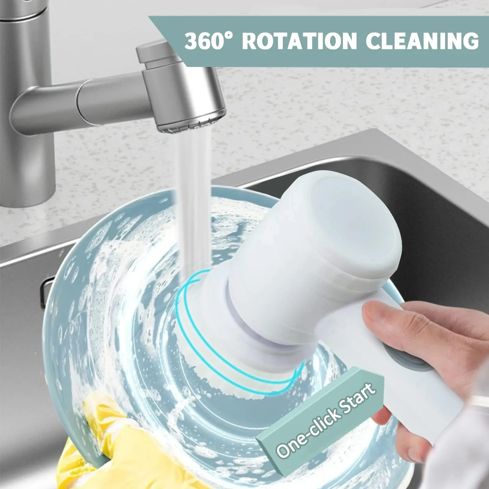 Electric Cleaning Brush Wireless Kitchen Bathroom Household Cleaning Brush Rechargeable Rotary Scrubber IPX7 Waterproof