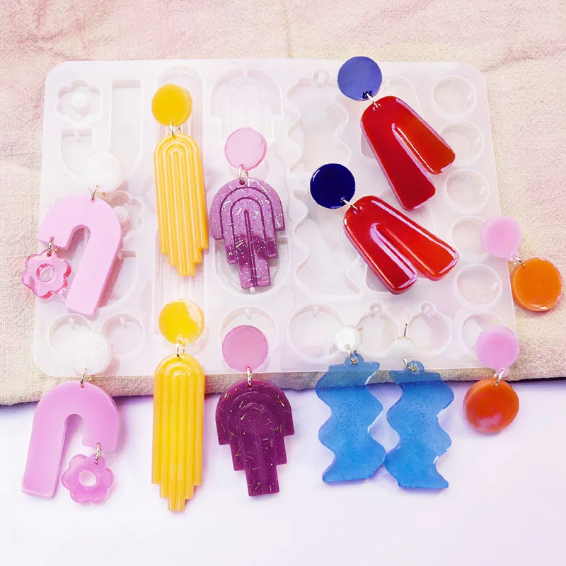 DIY Earrings Crystal Epoxy Resin Mold Geometric Pendant Necklace Ornaments Silicone Mold