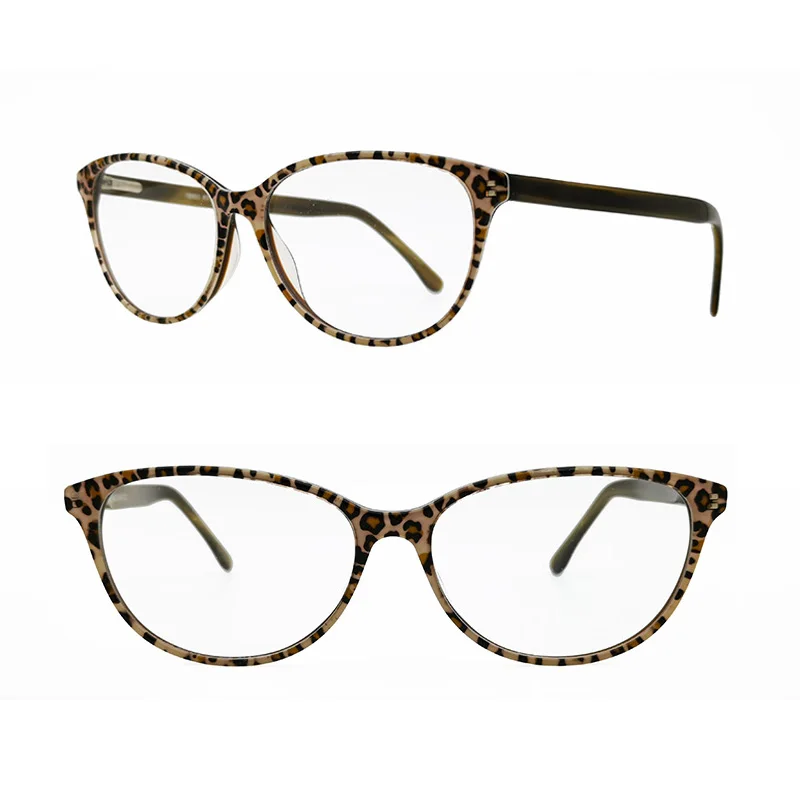 

Retail sale 18993 Full-rim Classic Flexible Spring Hinge Vintage Unique Leopard Pattern Acetate Optical Frames for Ladies