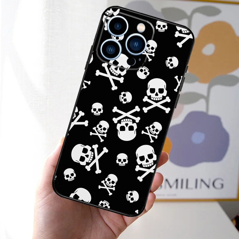 Skull Gothic Creepy Pastel Goth Case For iPhone 16 15 14 13 12 11 Pro Max Mini XS X XR 7 8 14 16 15 Plus Back Cover Shell