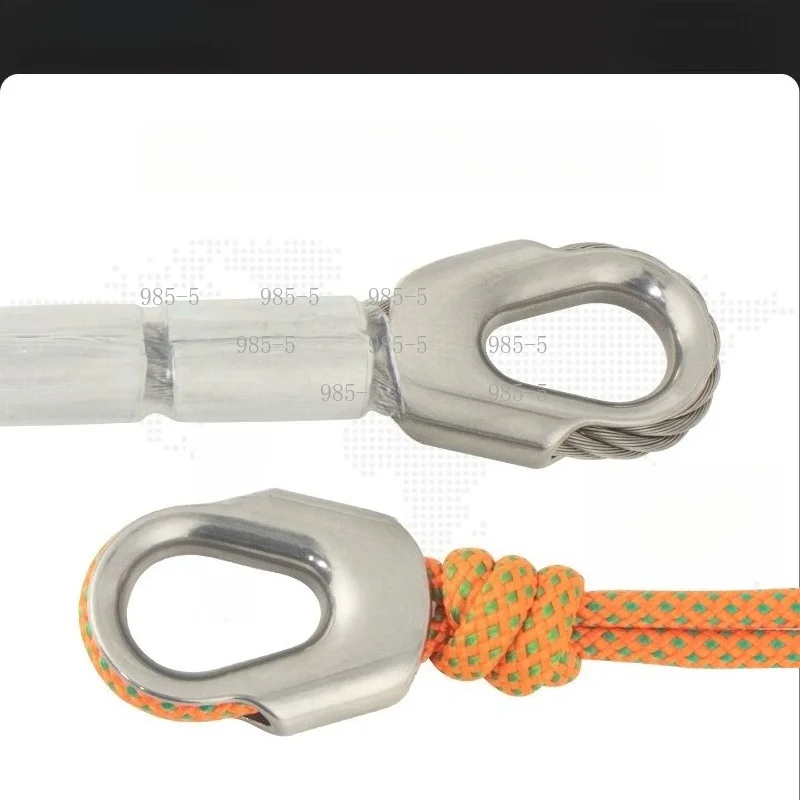 Chicken Heart Ring Equipped Protective Rope Sleeve, 304 Stainless Steel Durable Cover for Climbing & High-altitude Work