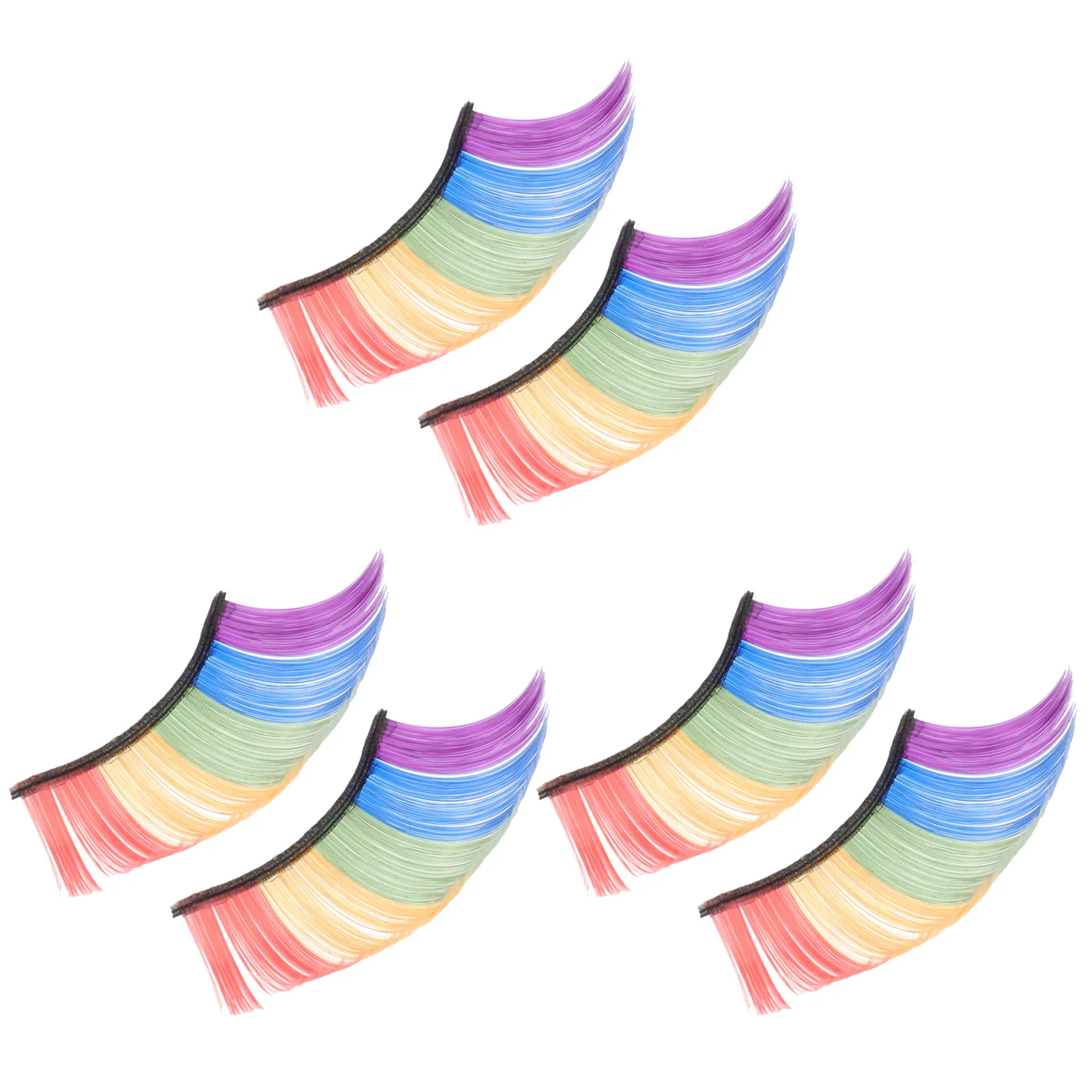 3 Paar künstliche Wimpern, glänzendes buntes Fasermaterial, leicht, Festival, Halloween, Auftritt, Karneval, auffälliges Make-up
